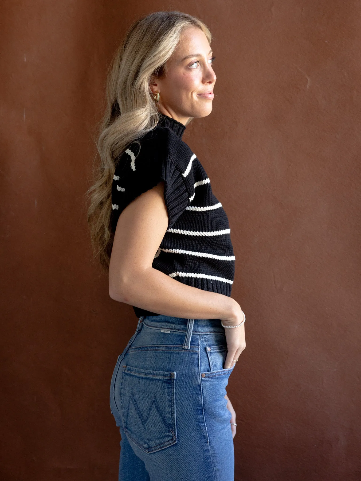 Dolman Short Sleeve Sweater FlexibleCuffs High Collar Protection Design