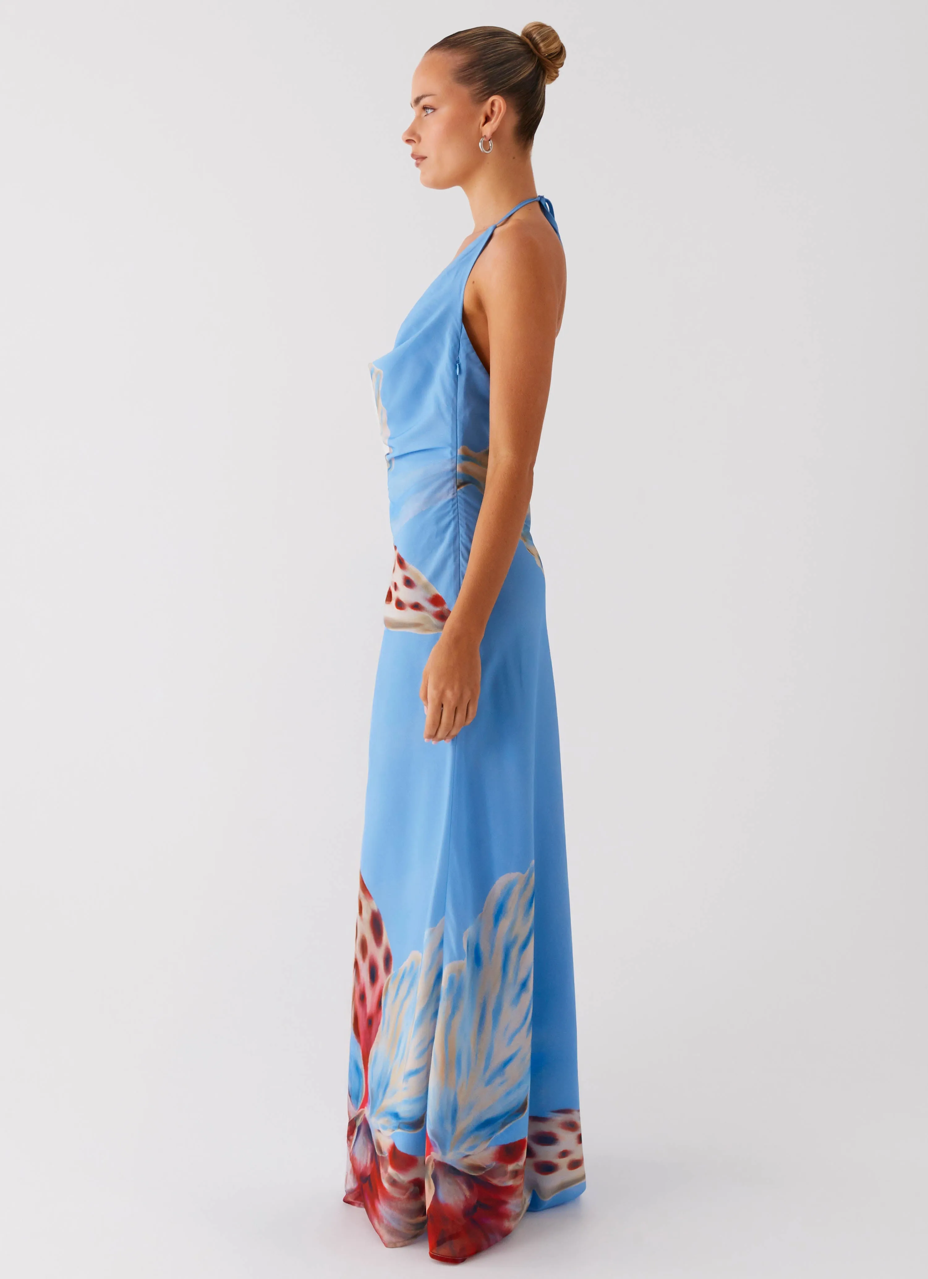 Stars Align Cowl Maxi Dress - Deep Sea Bloom Travel Light