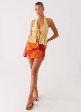 Pastel tone Breezy Palms Mini Skirt - Serene Orange