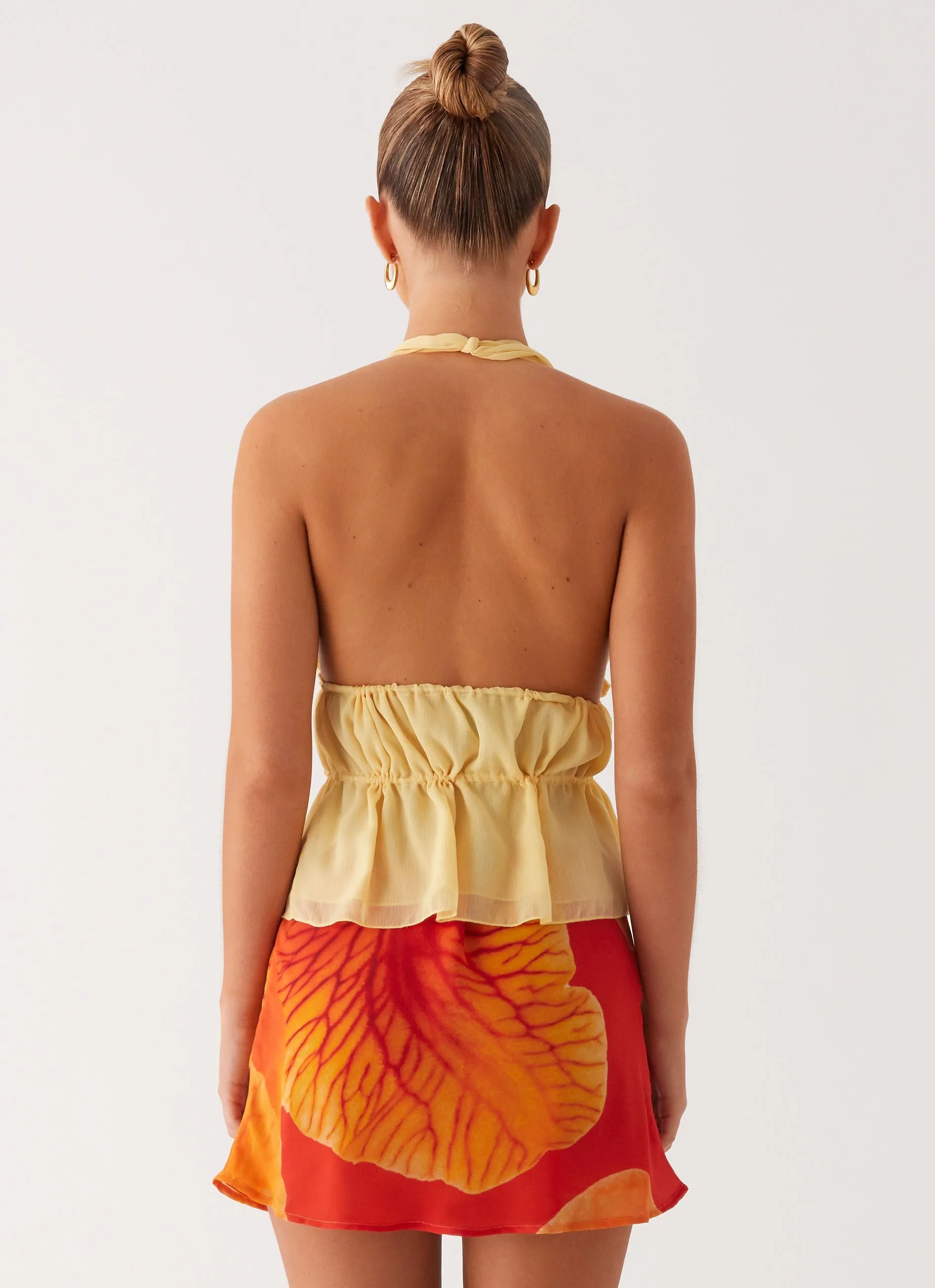 Breezy Palms Mini Skirt - Serene Orange Slip Resistant Waist Winter Layering