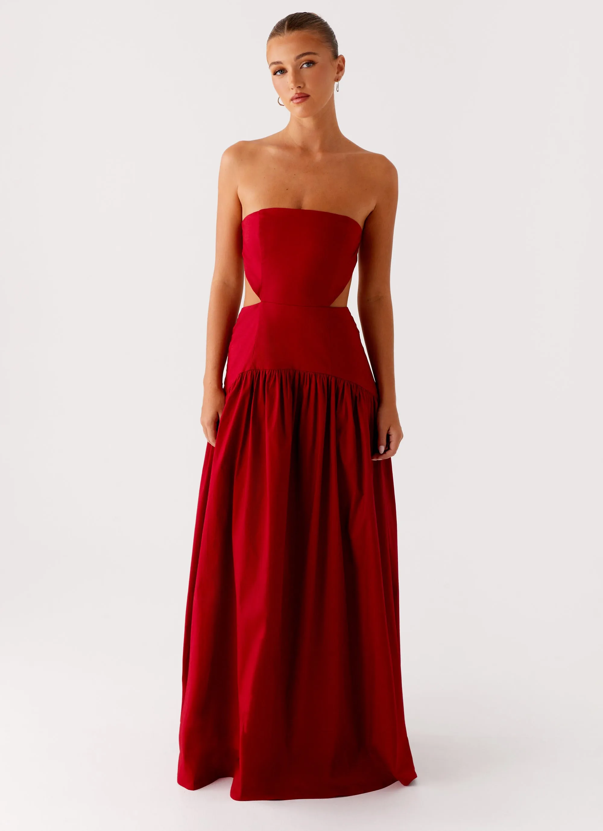 Aamari Maxi Dress - Red Fall Ready Classic Motion