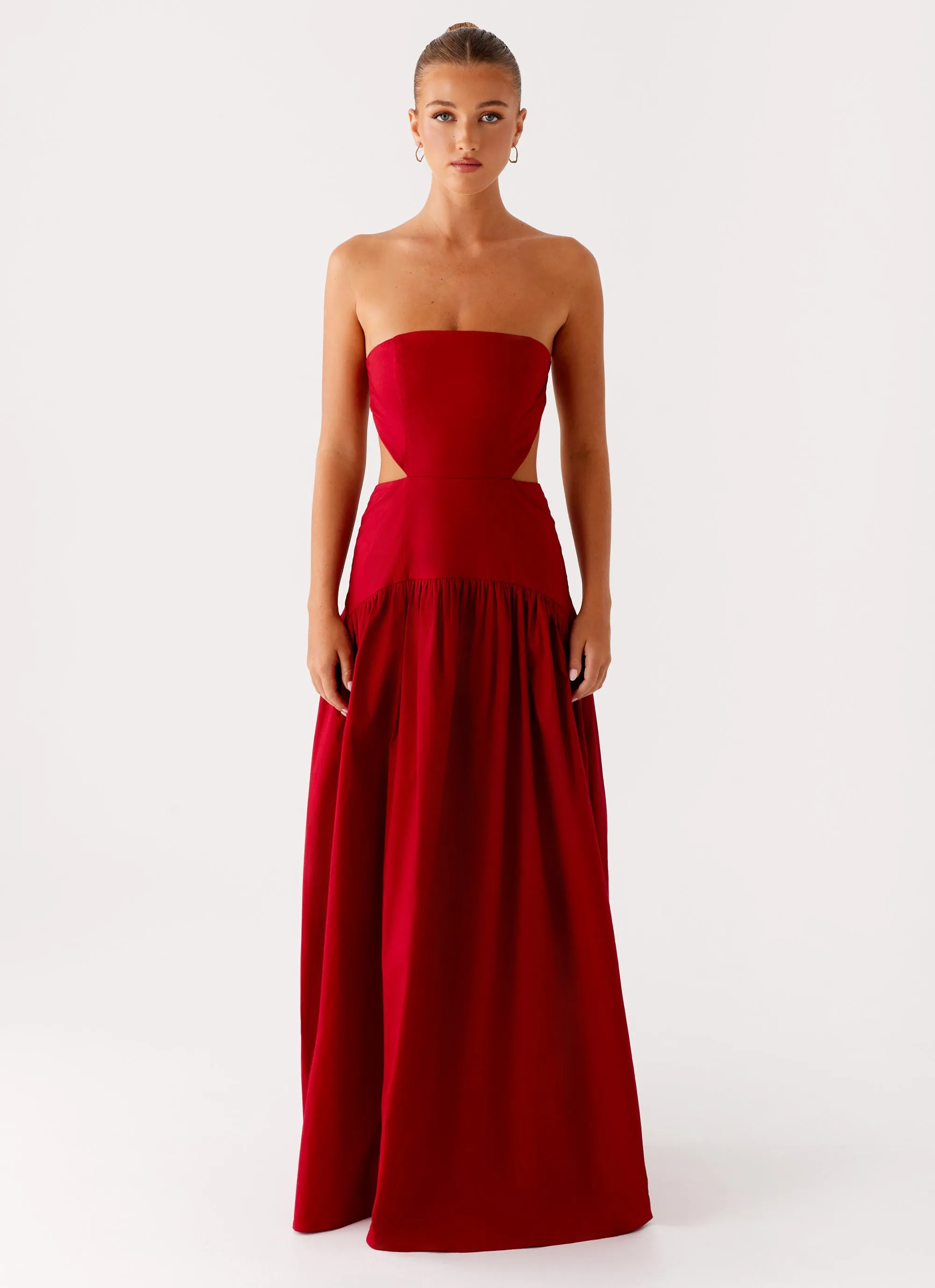 Winter Layer Brunch Glow Aamari Maxi Dress - Red