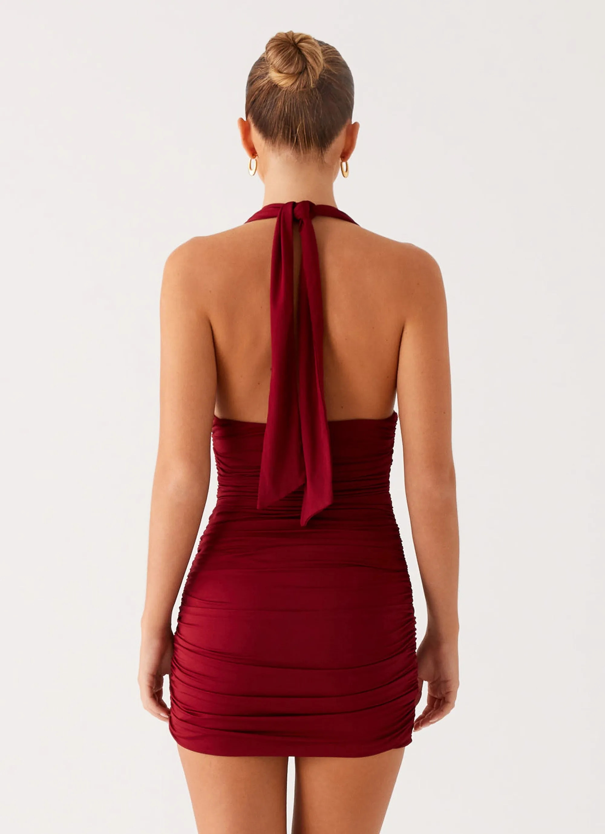 Bold Accent Abelia Halter Mini Dress - Maroon