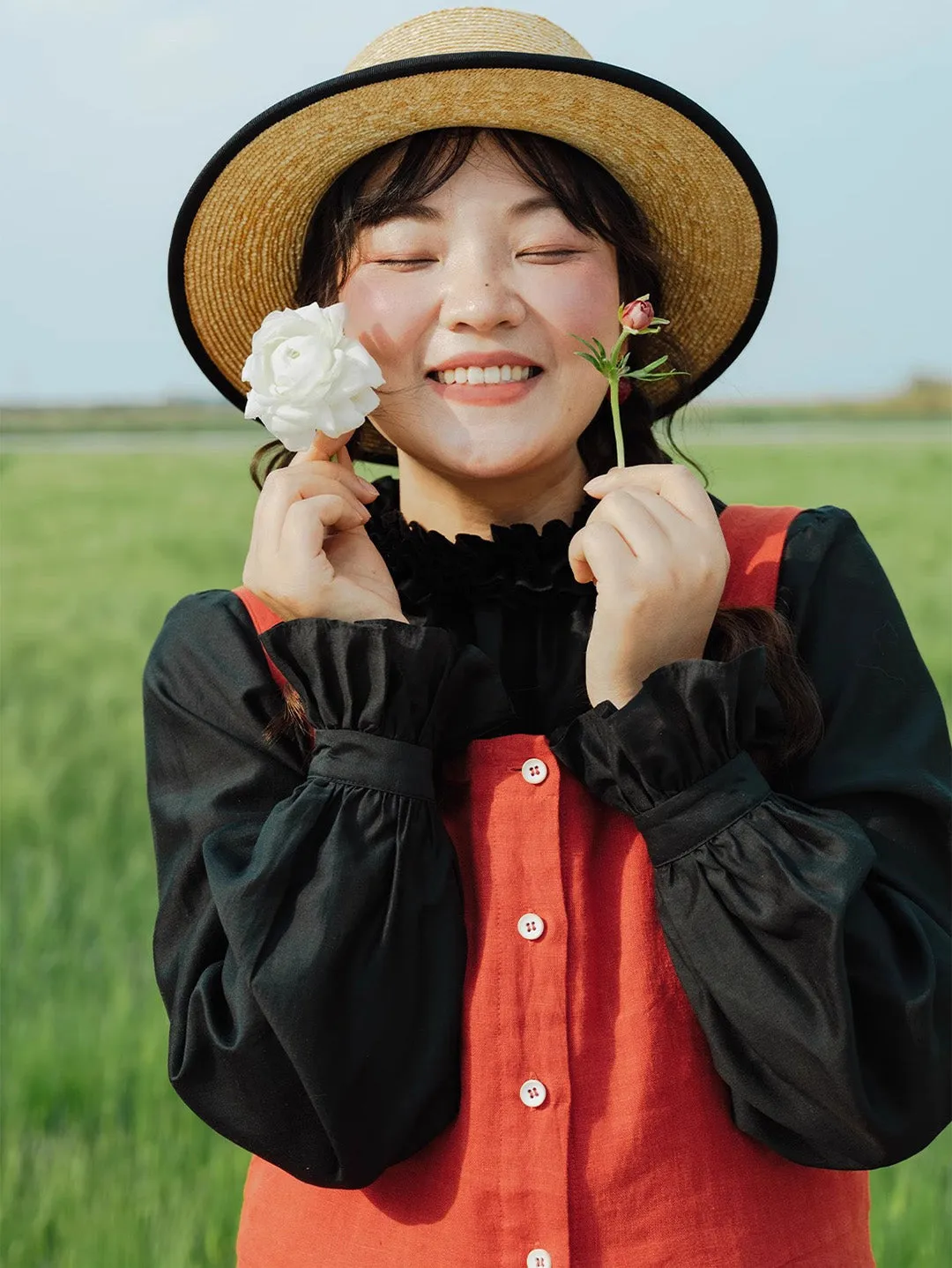 Chowxiaodou Petal Collar Shirt WrinkleFree Weave PunctureResistantReinforcement