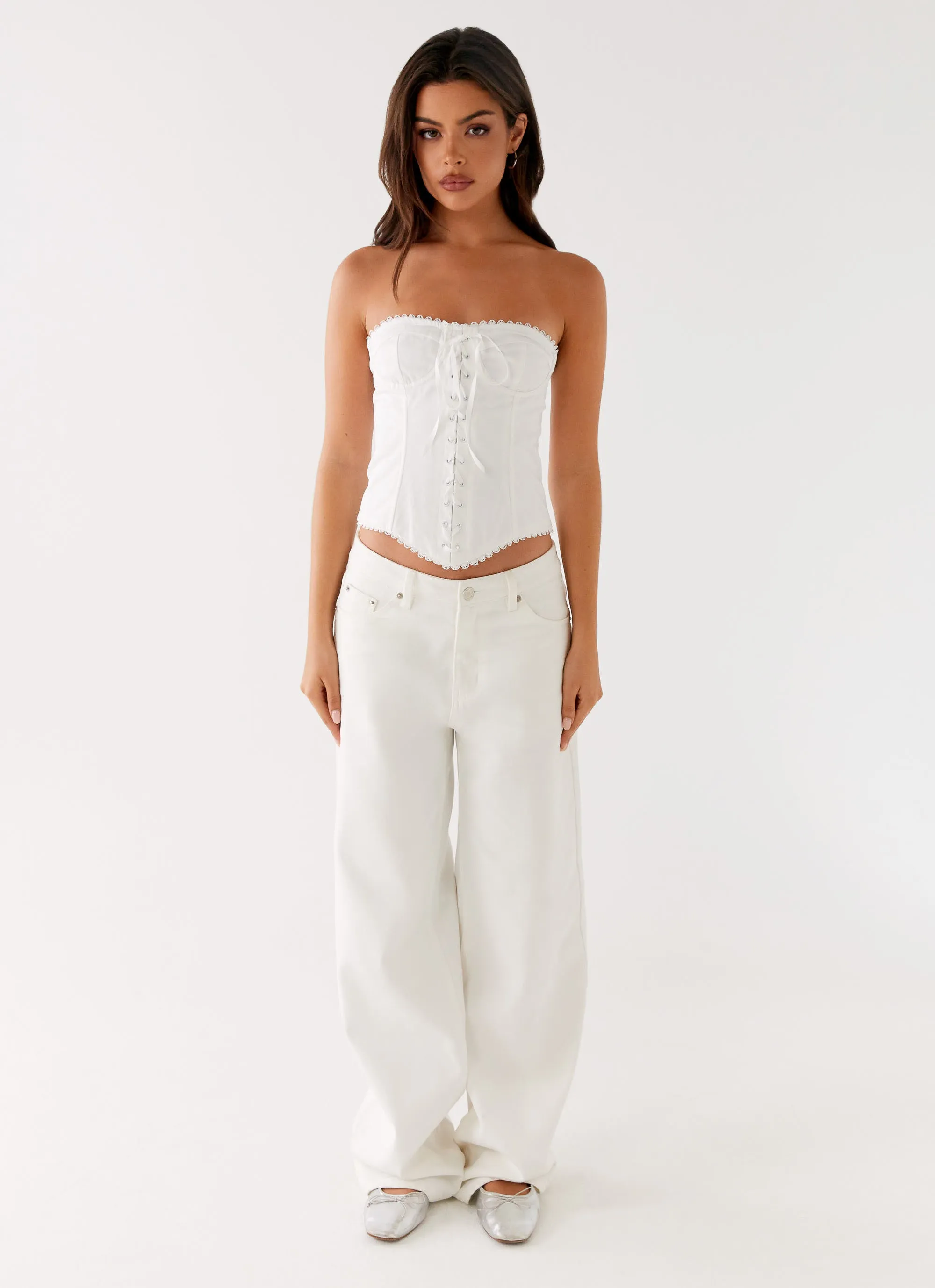 Tory Bustier Top - Ivory Quick-Dry Fabric AntiStatic Treatment