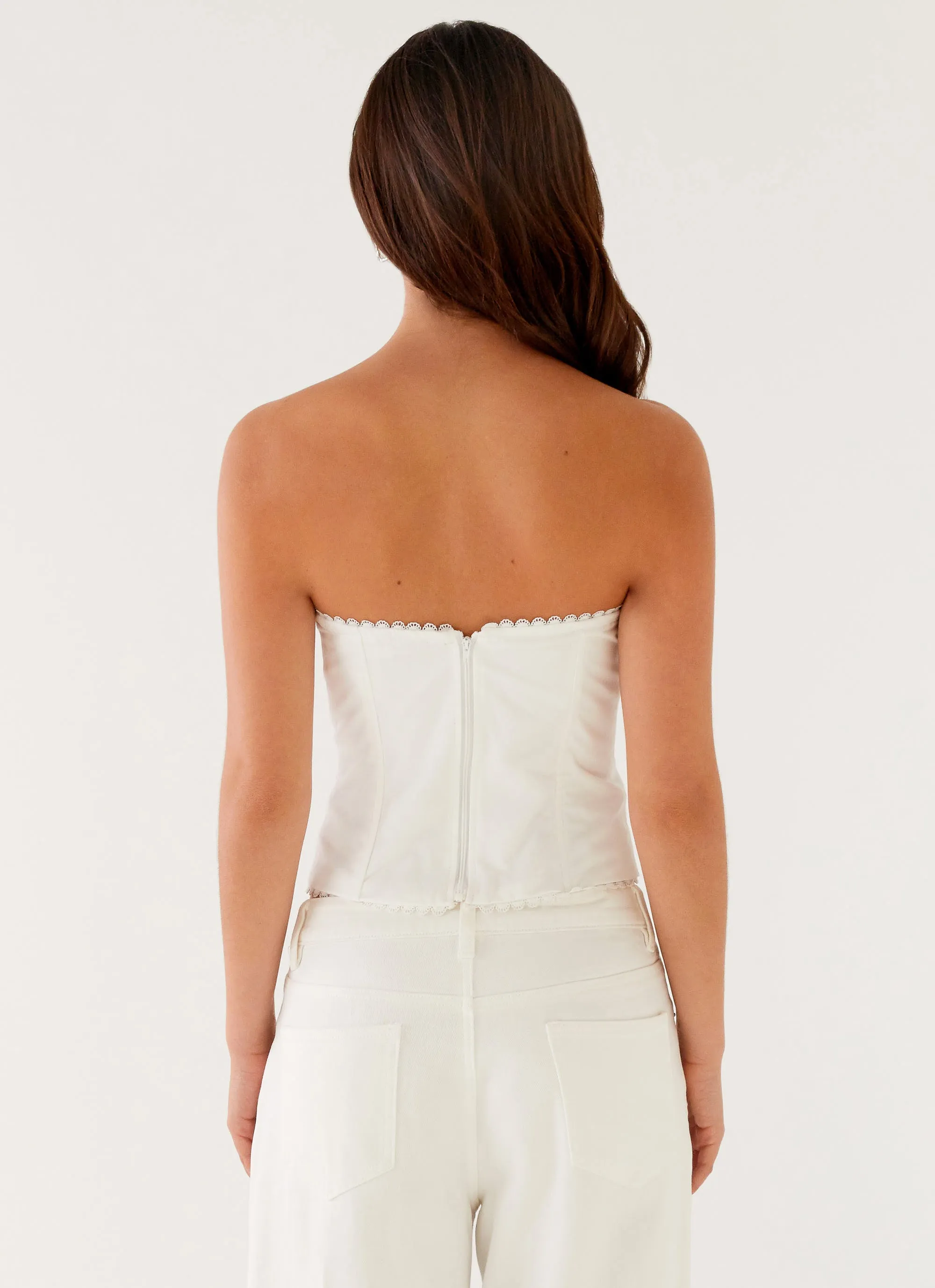 Tory Bustier Top - Ivory Wool Sweater