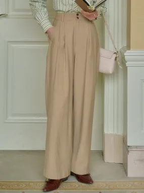 Karina Khaki Linen Trousers Clean Shape