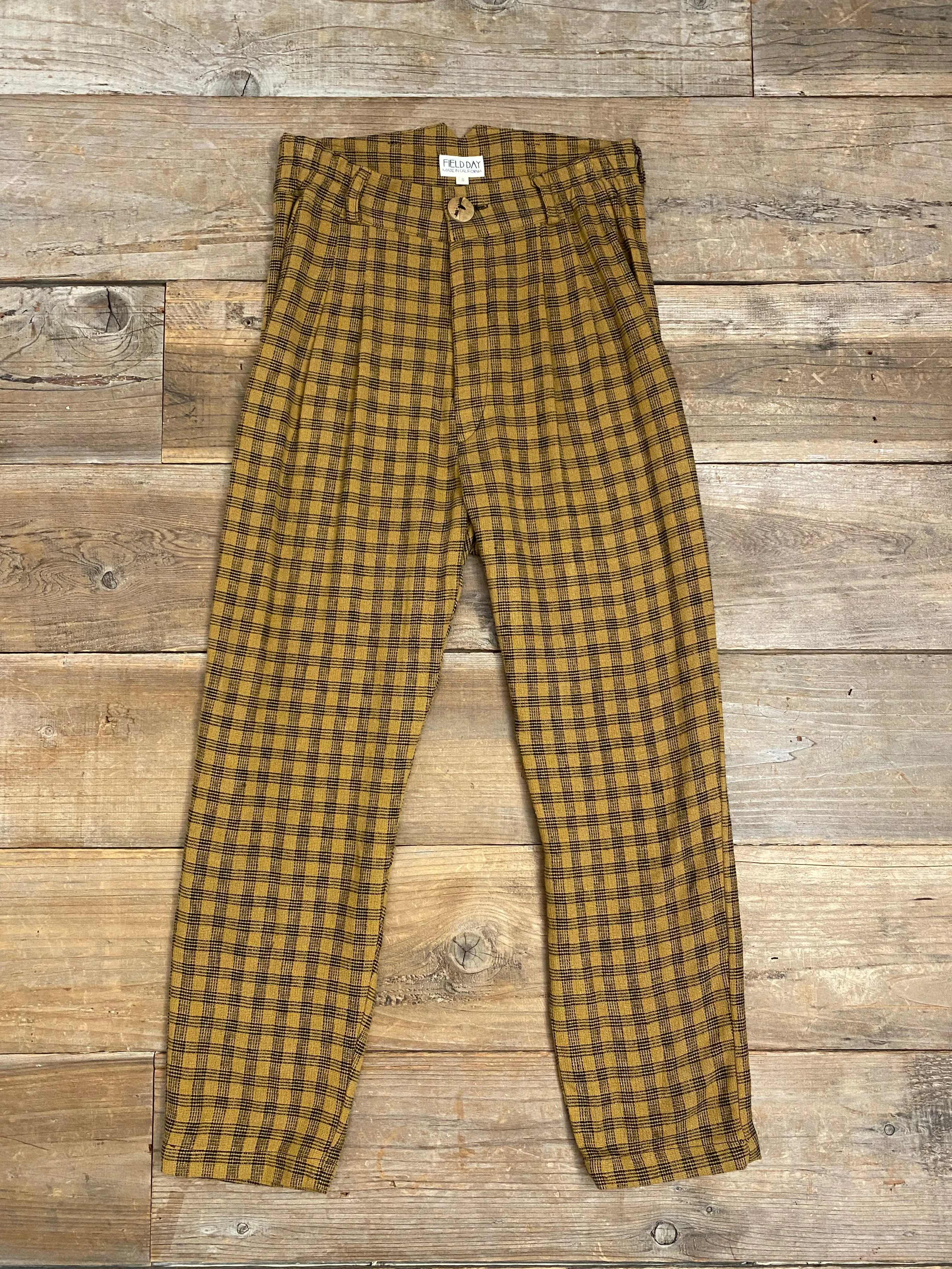 Perfect Pant in Brown Checker RecyclablePackaging Adjustable Belt Loops
