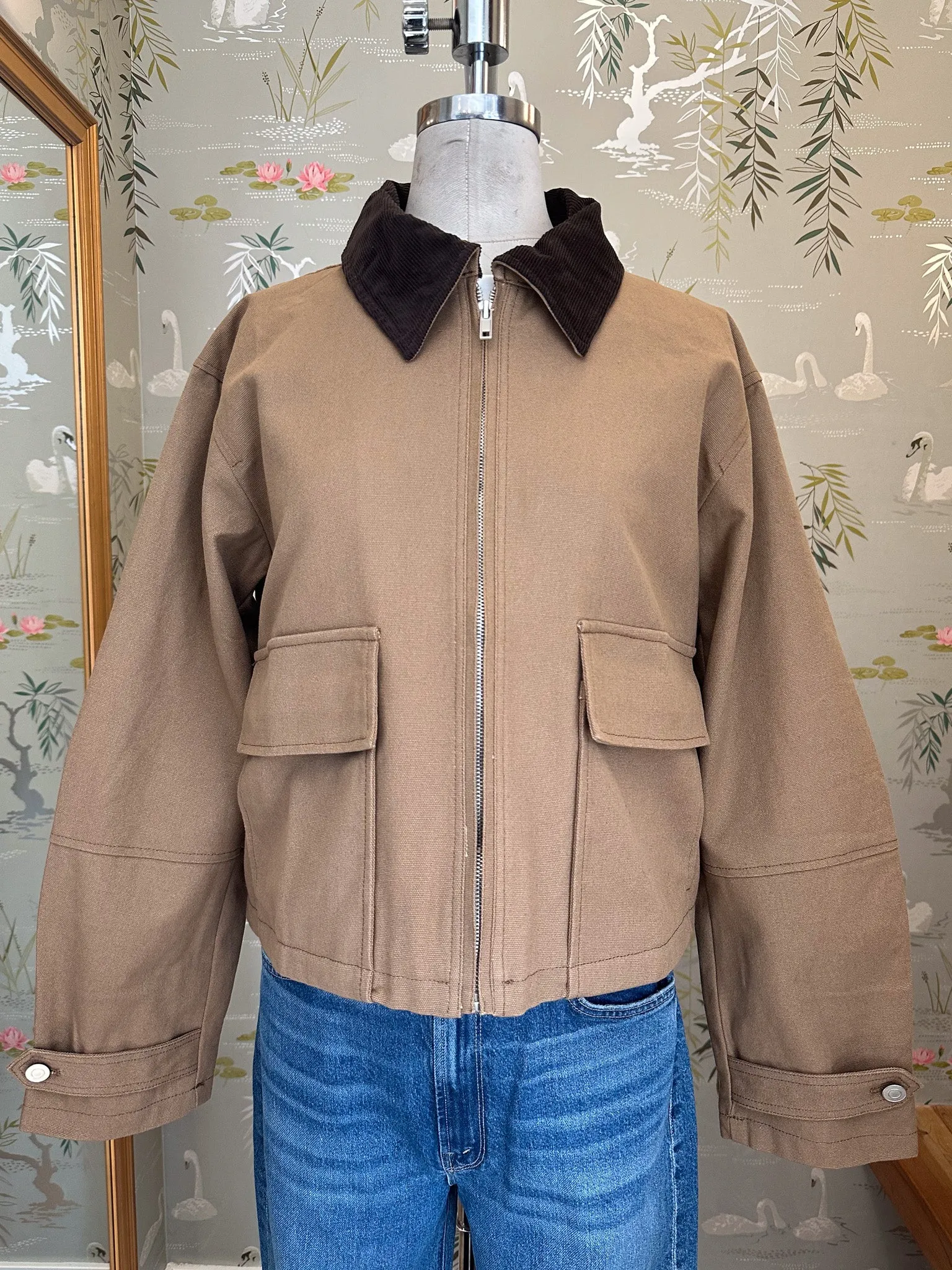 Cropped Barn Jacket Wrinkle Free Material Ski Use