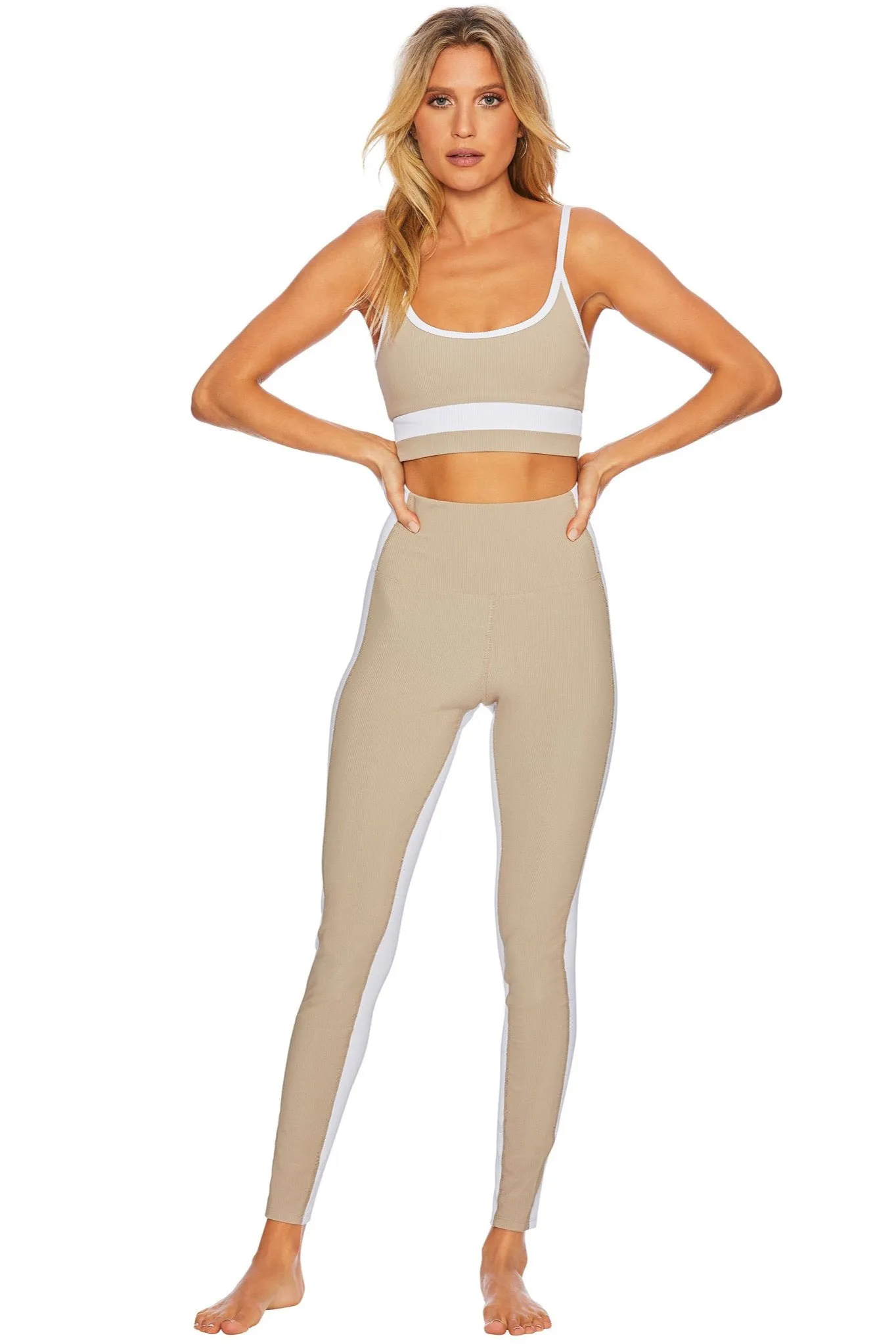 Beach Riot Colorblock Legging - Tan White BondedShoulderTaping