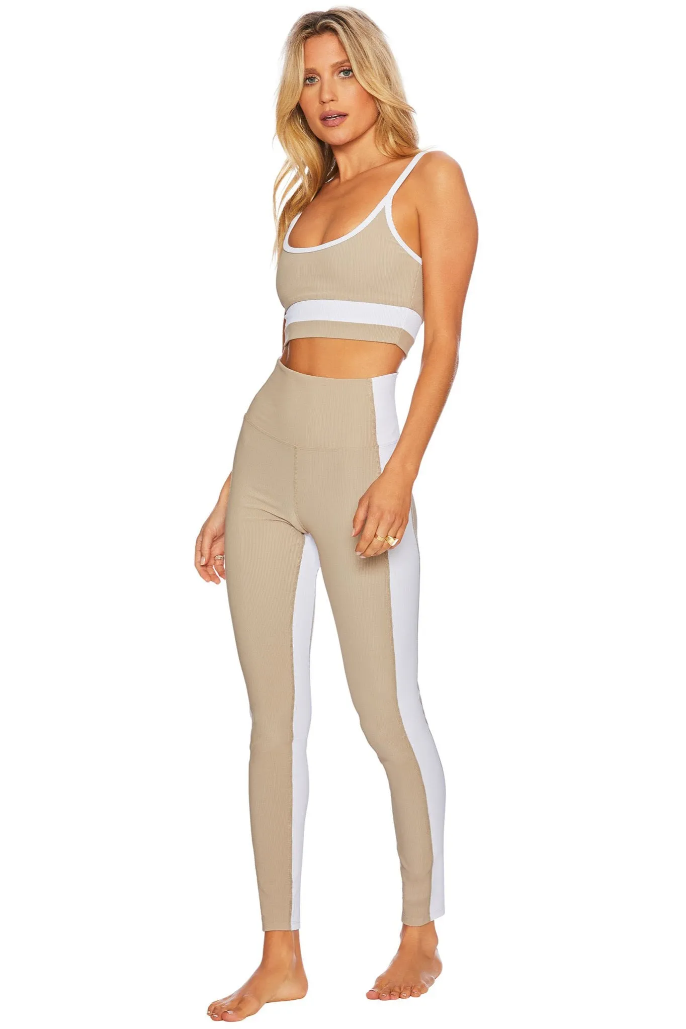 Beach Riot Colorblock Legging - Tan White HeatSealed Seams