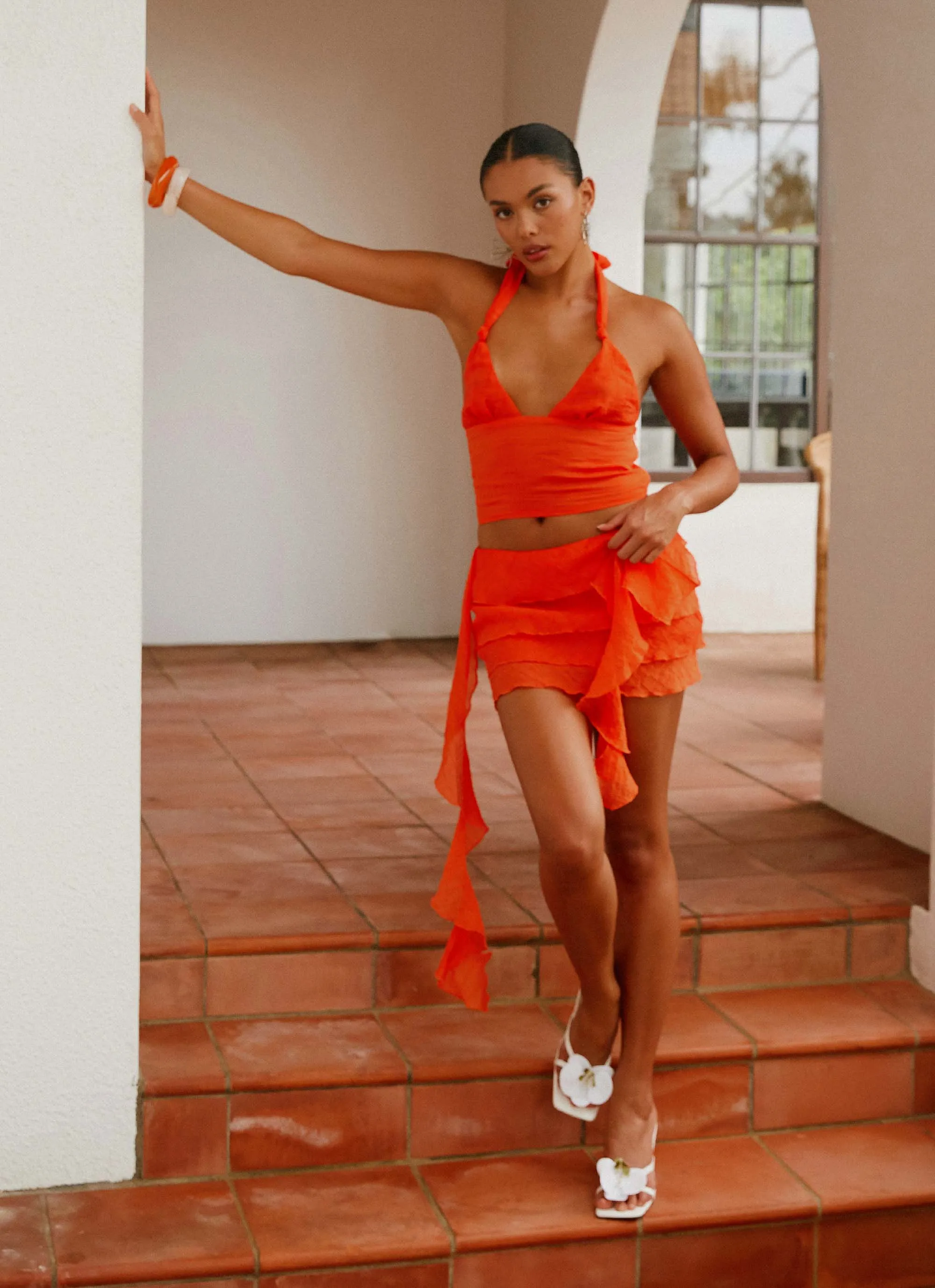 Floor Length End Of Us Mini Skirt - Orange