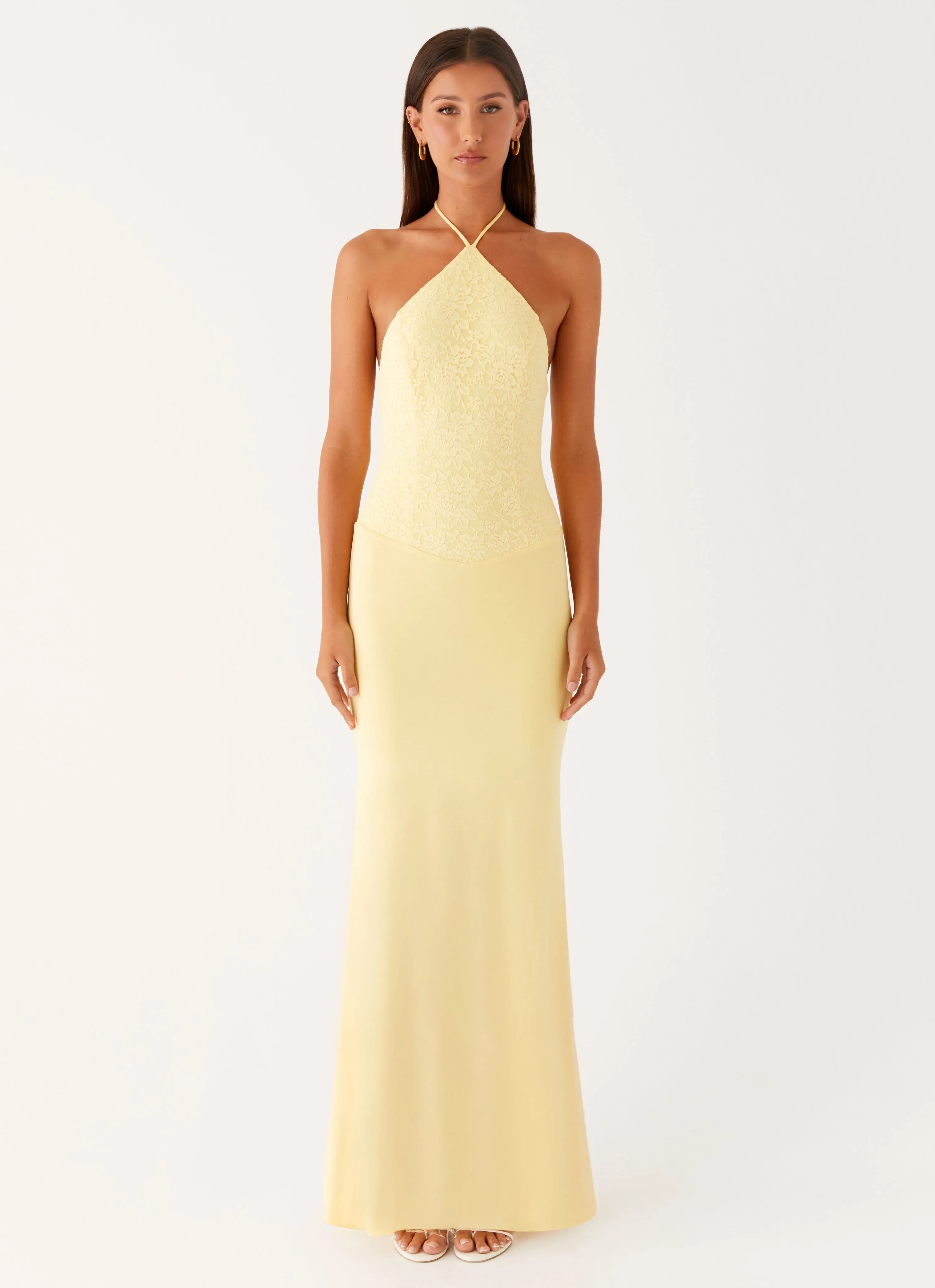 Red-Carpet Perfect Look Fiesta Halter Maxi Dress - Sunny Yellow