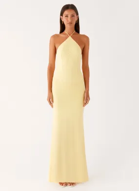 Red-Carpet Perfect Look Fiesta Halter Maxi Dress - Sunny Yellow