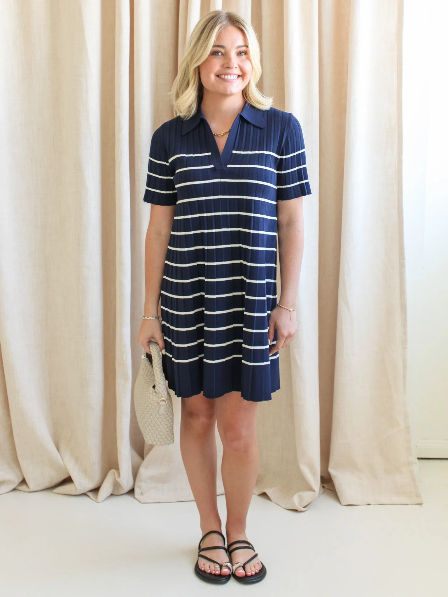 Ace Knit Dress- Navy Dry-Clean-Only