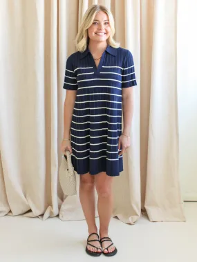 Ace Knit Dress- Navy Dry-Clean-Only