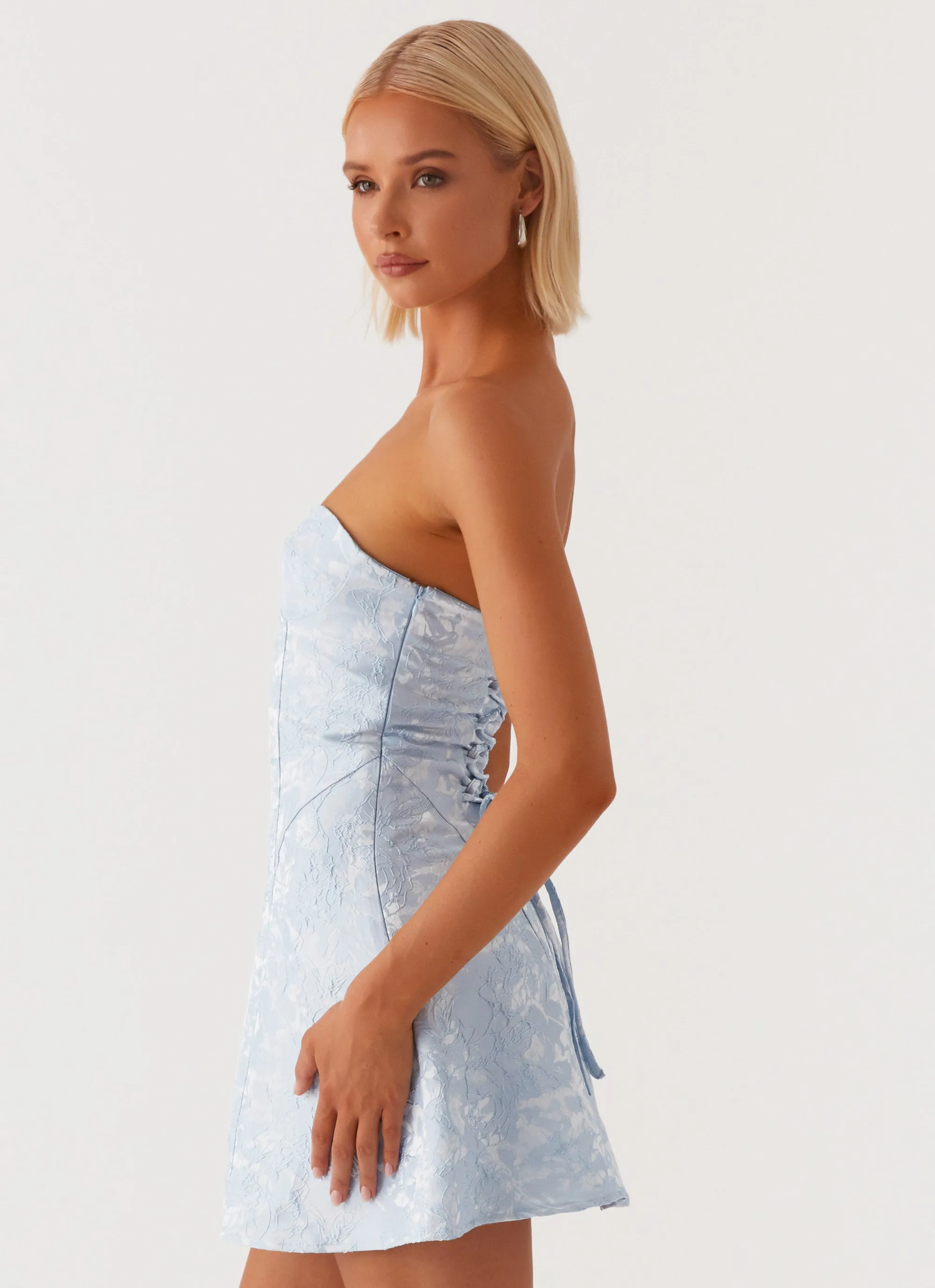 So Stylish Mini Dress - Blue Water Resistant Leg Elongating