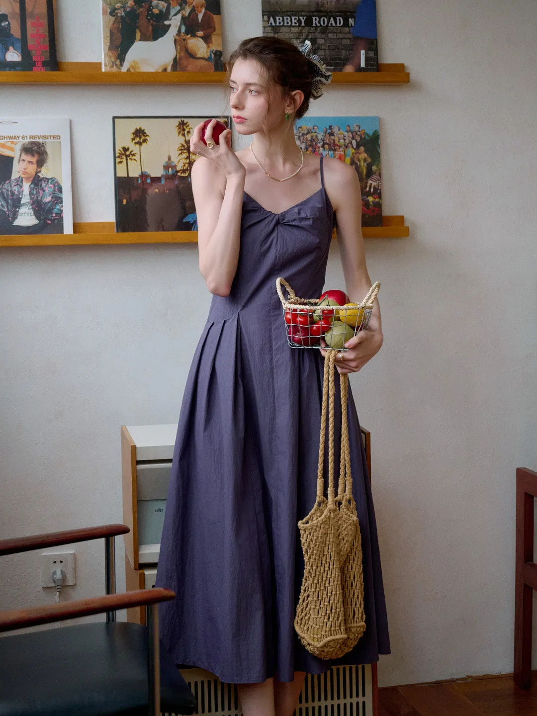 Breathable Fit Daytime Fit Adaline Sweetheart Neck Cotton Suspender Dress