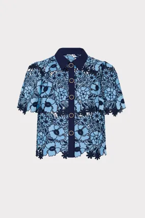 High Visibility Trim Addison Two Tone Floral Lace Top