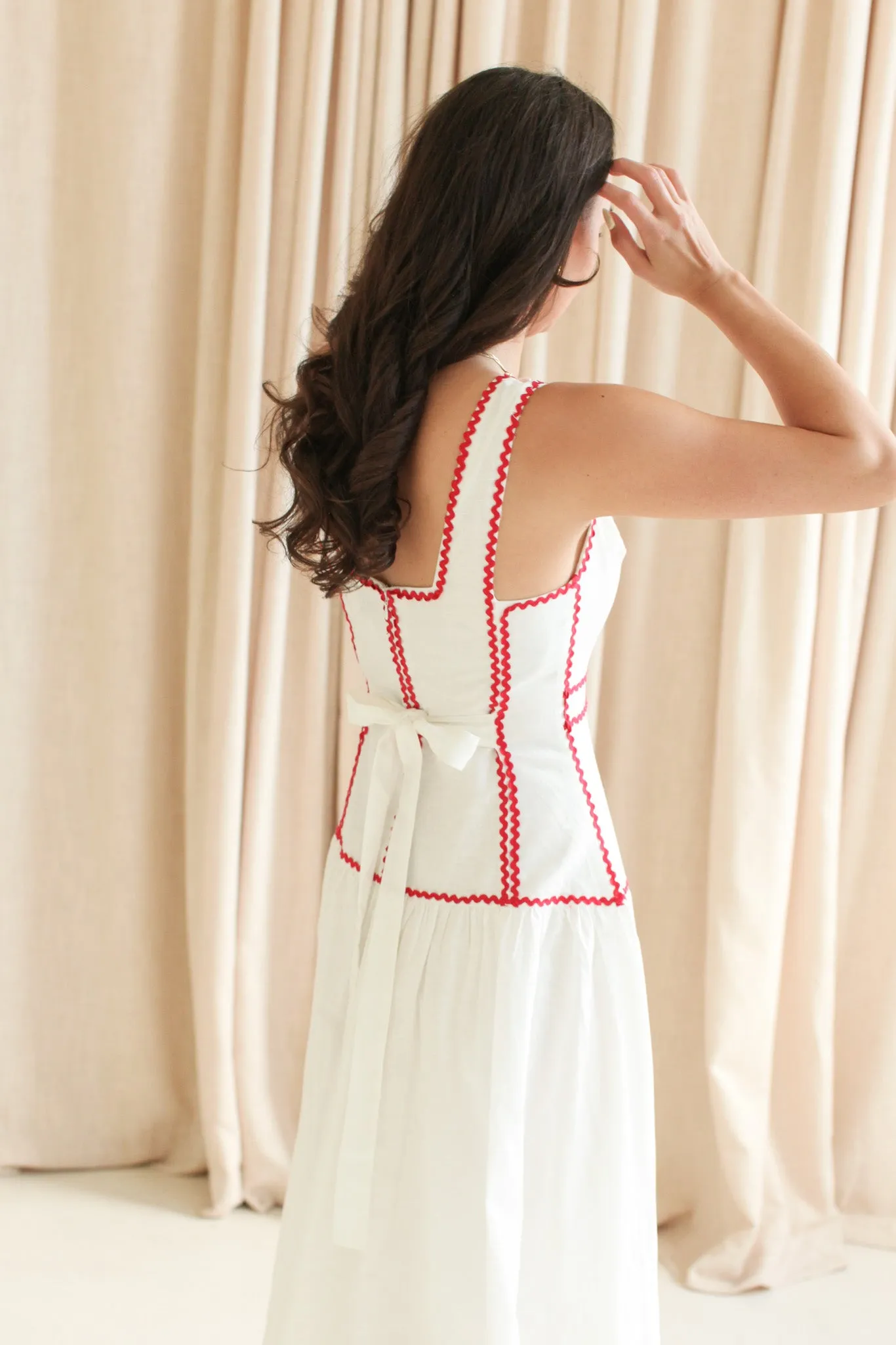 Adeline RicRac Midi Dress - Red Soft Harmony