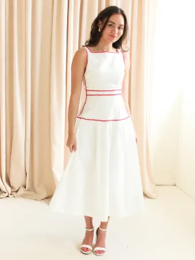 Anytime Wear Shine Soft Adeline RicRac Midi Dress - Red