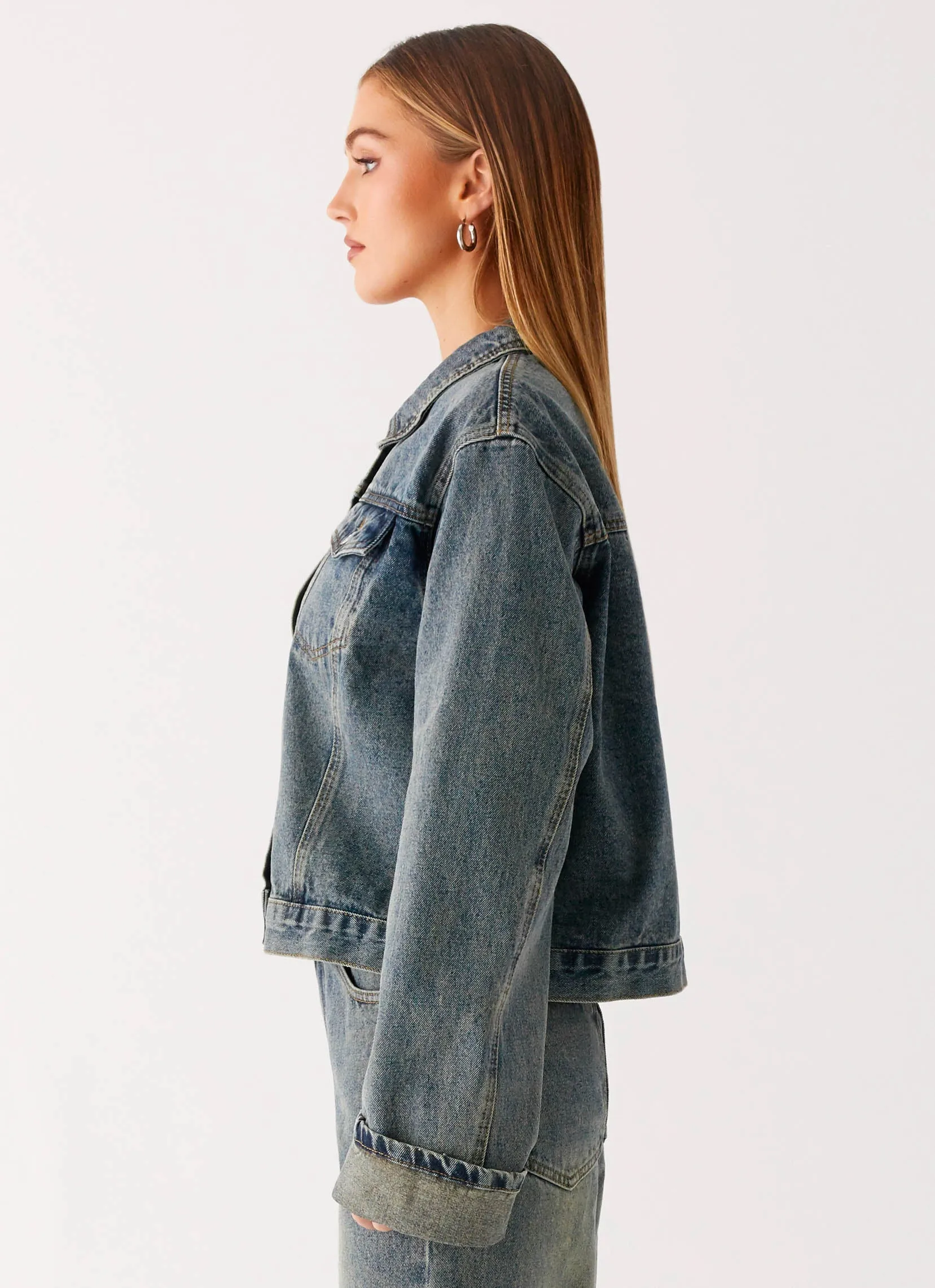 University Ergonomic Tailoring Back Again Oversized Denim Jacket - Dirty Wash