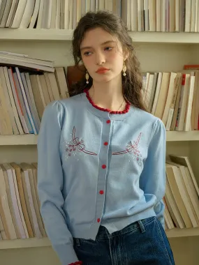 ??Final Sale??Soleil Standing Collar Embroidered Colour Clash Sweater Cardigan OversizedFit