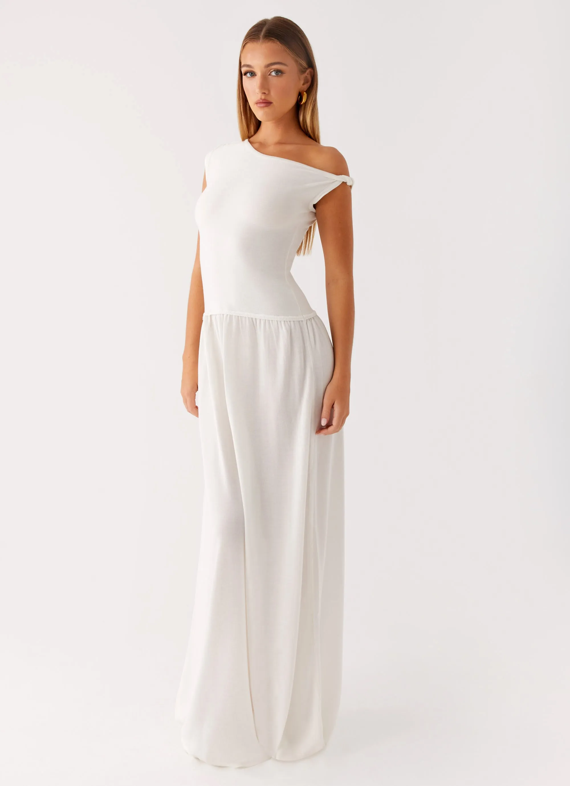 Ardella One Shoulder Maxi Dress - Ivory Breathable fabric Light Weight