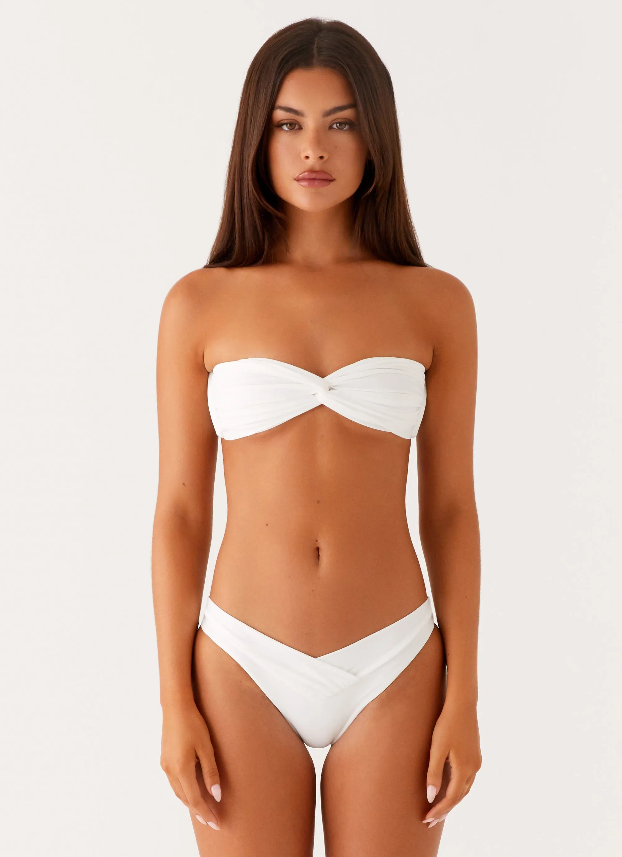 Delta Bikini Bottoms - White Recycled Swimwear tropical