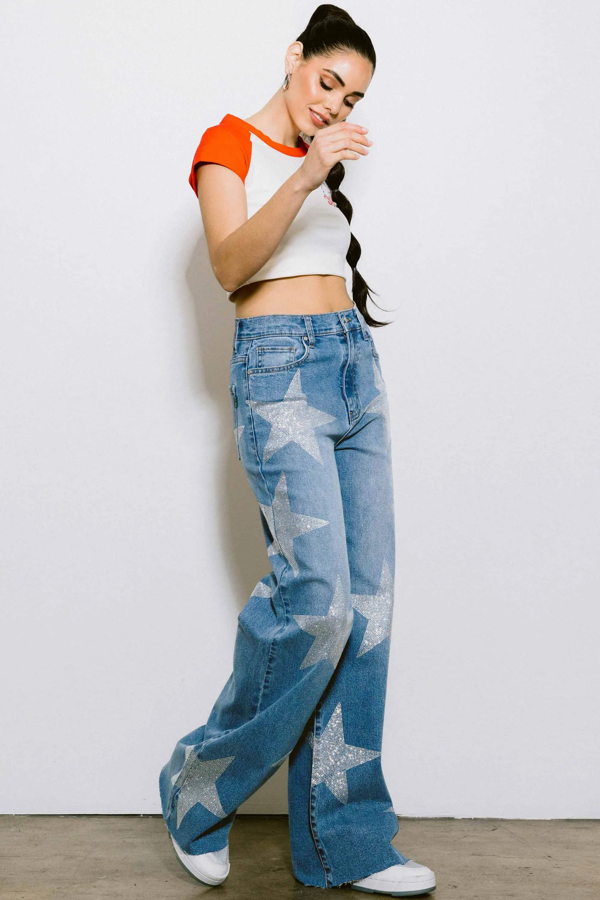 Stardust Wide Leg Pants- Denim Convertible legs