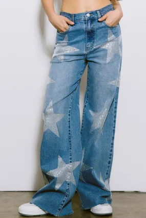 Stardust Wide Leg Pants- Denim MoistureControlLiner Softened Hem