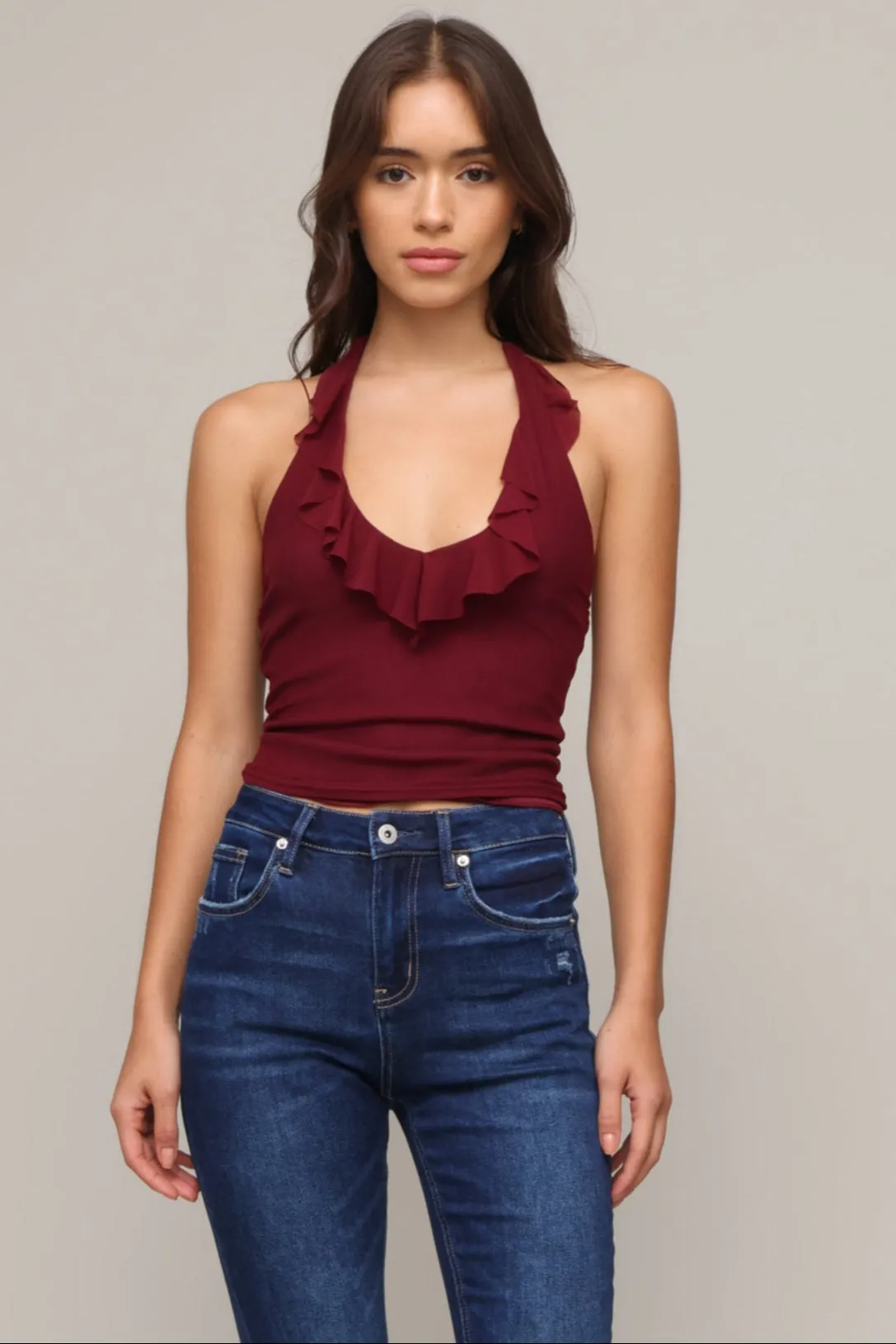 Double Layered Hem Dana Ruffle Halter