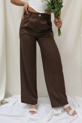 Adore You Trousers - Chocolate Wrinkle-Resistant