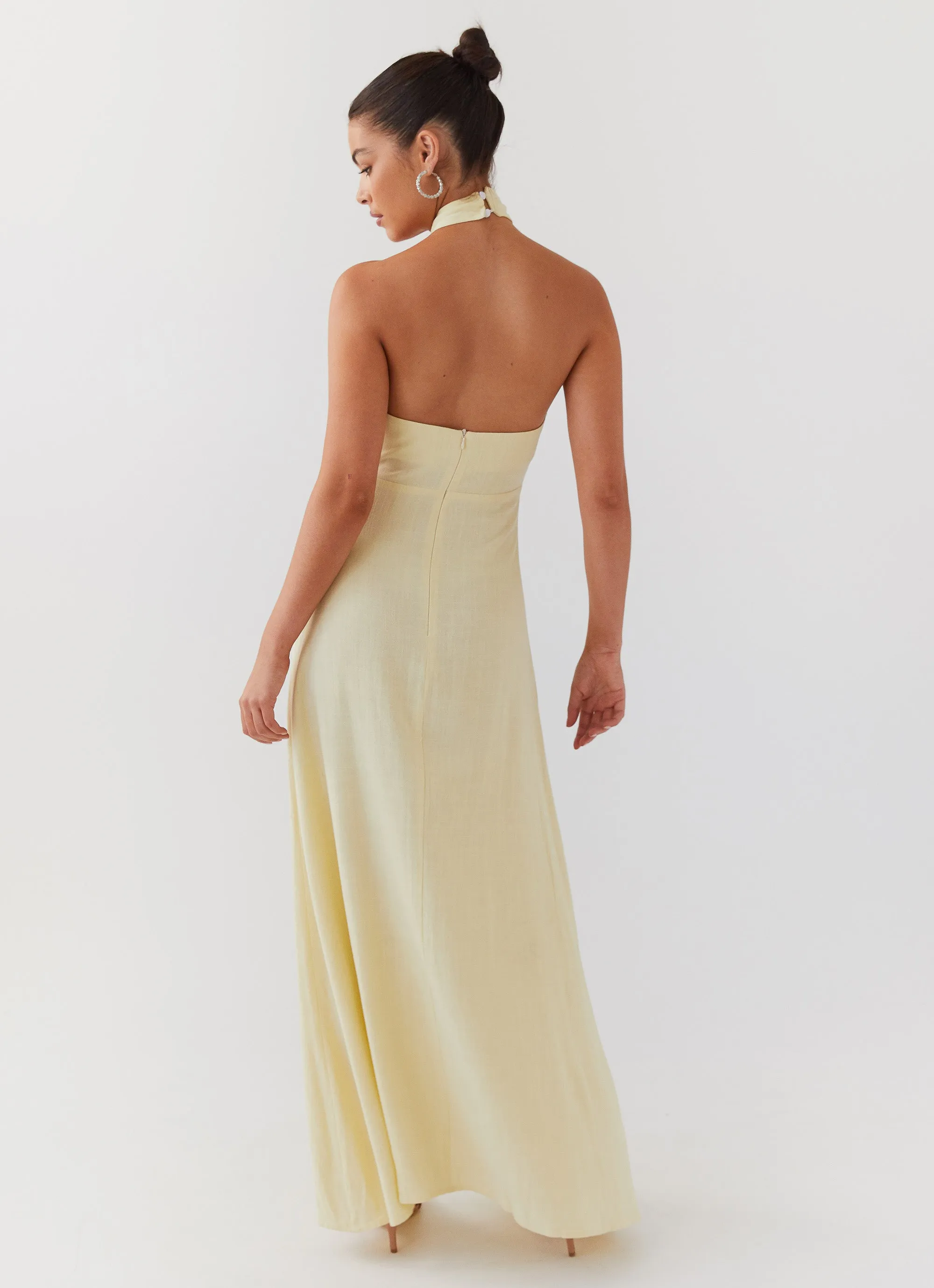 Charming Design Adrienne Linen Maxi Dress - Lemon
