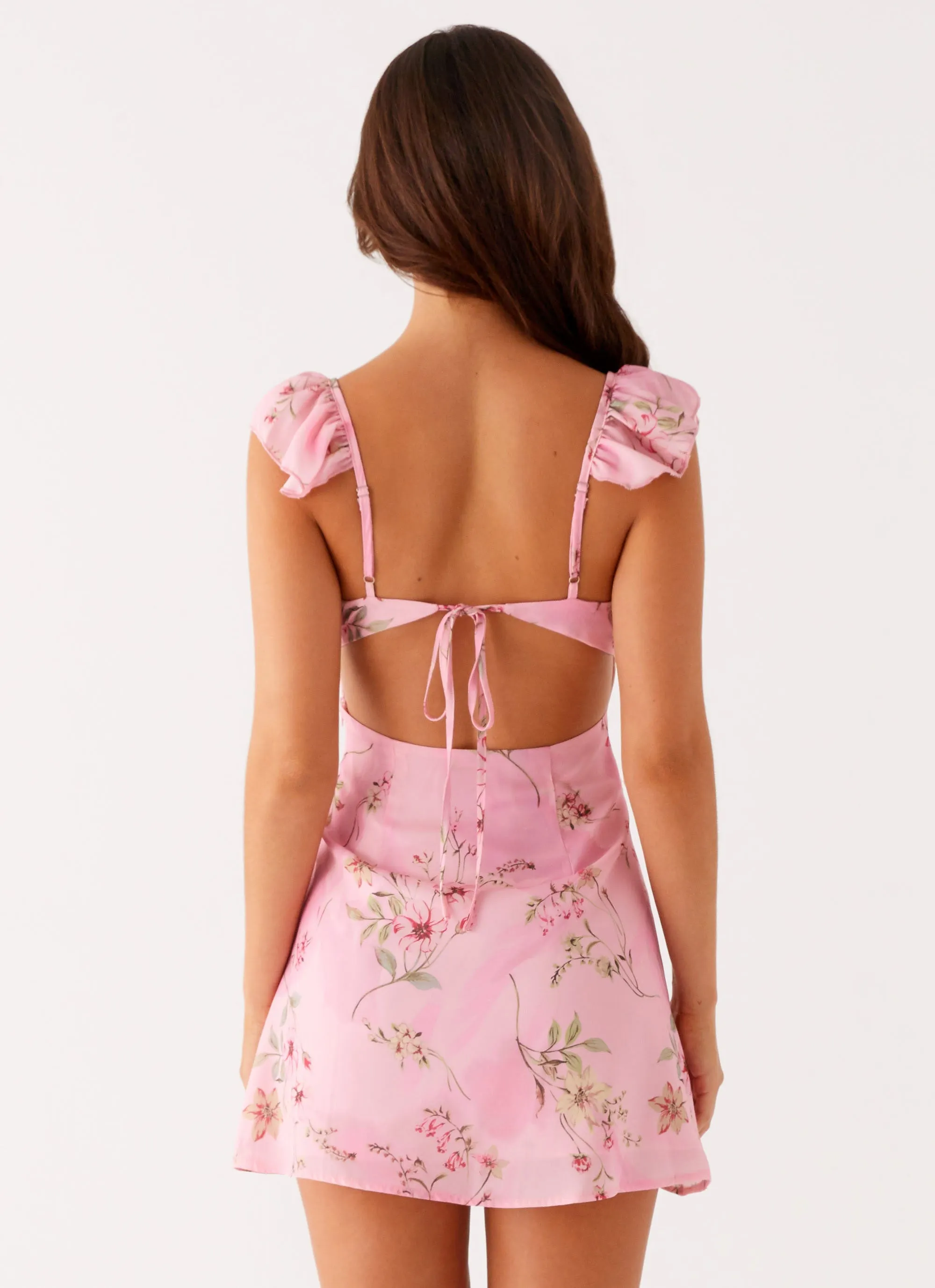 Refined Sophistication Sharp Look Adrina Ruffle Mini Dress - Pink Floral Print