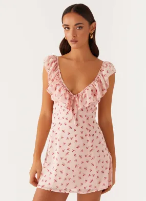 Style Fusion Adrina Ruffle Mini Dress - Pink Flower
