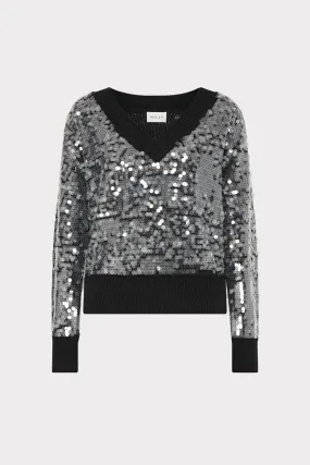 Ilaria Sequin V-Neck Sweater FlatlockSeams