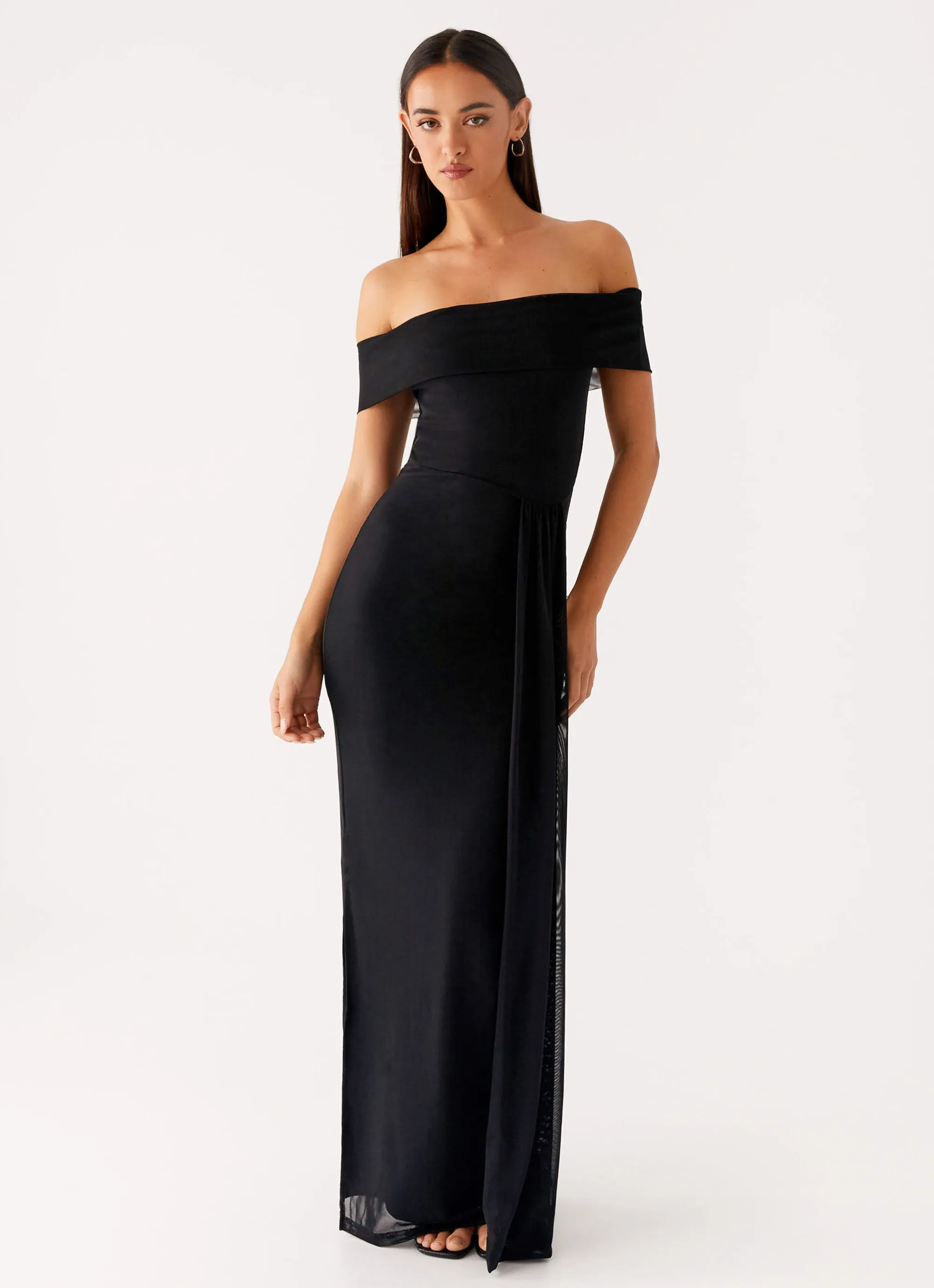 Aileen Maxi Dress - Black Noble Glow Glossy Detail
