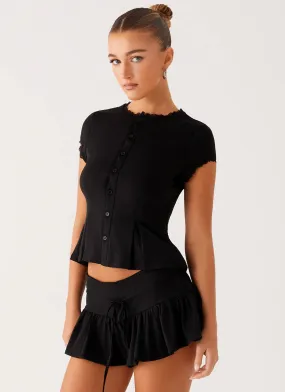 AntiPillTreatment Landon Button Up Top - Black