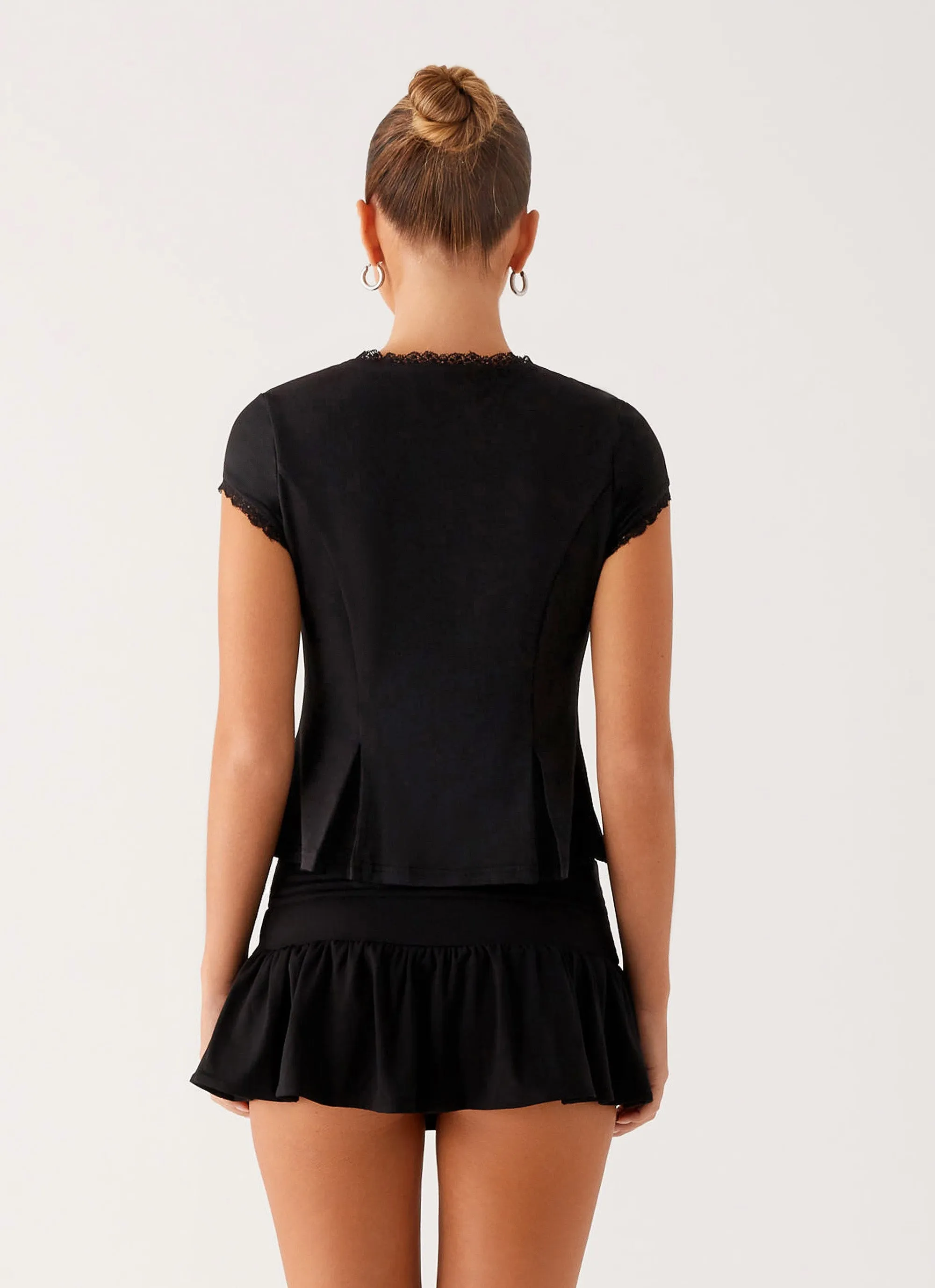 Landon Button Up Top - Black RelaxedNeckline