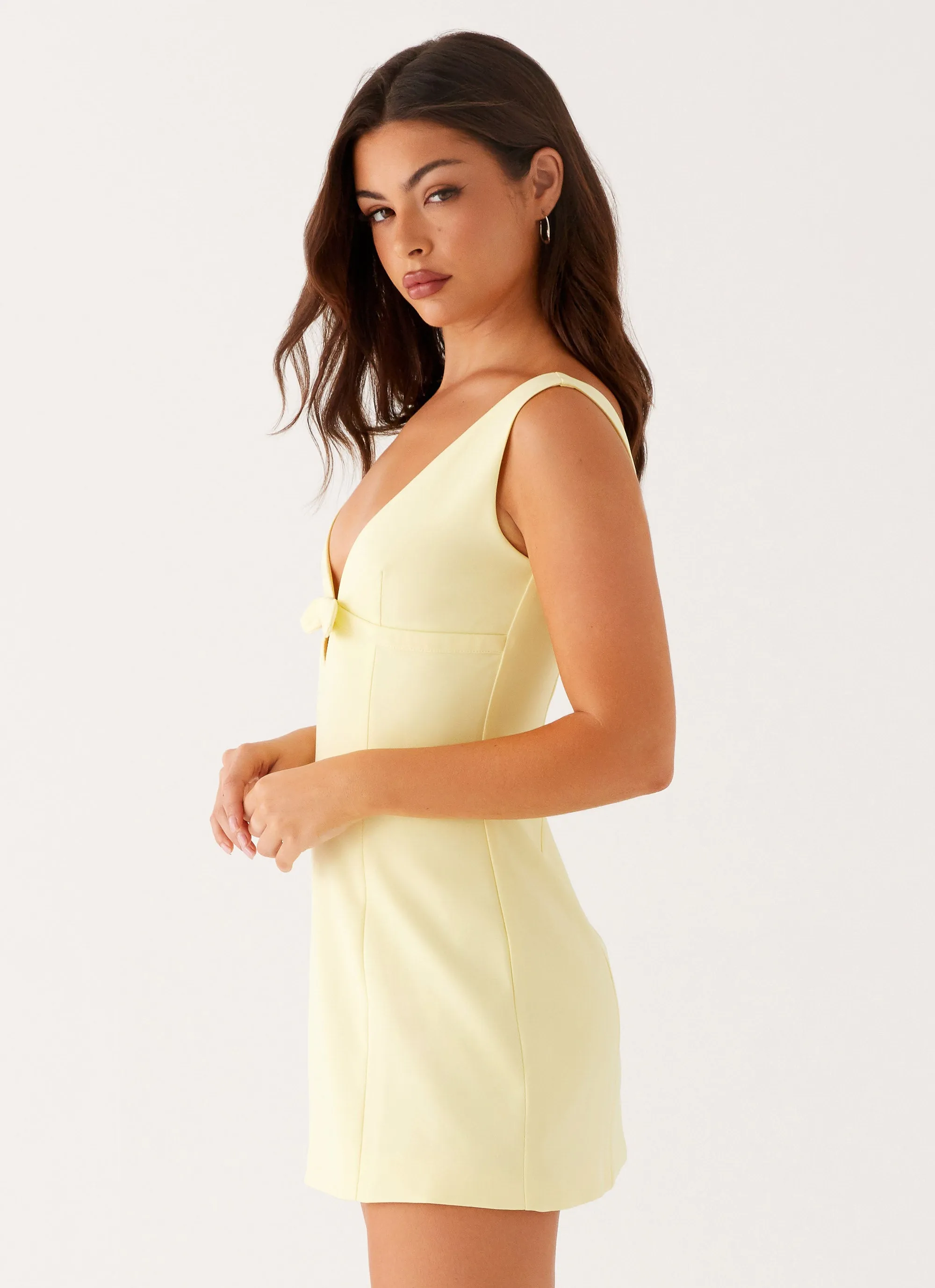 Caitlin Mini Dress - Yellow Moisture Wicking Textile