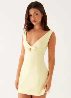 Caitlin Mini Dress - Yellow Layered Look Comfy Wear