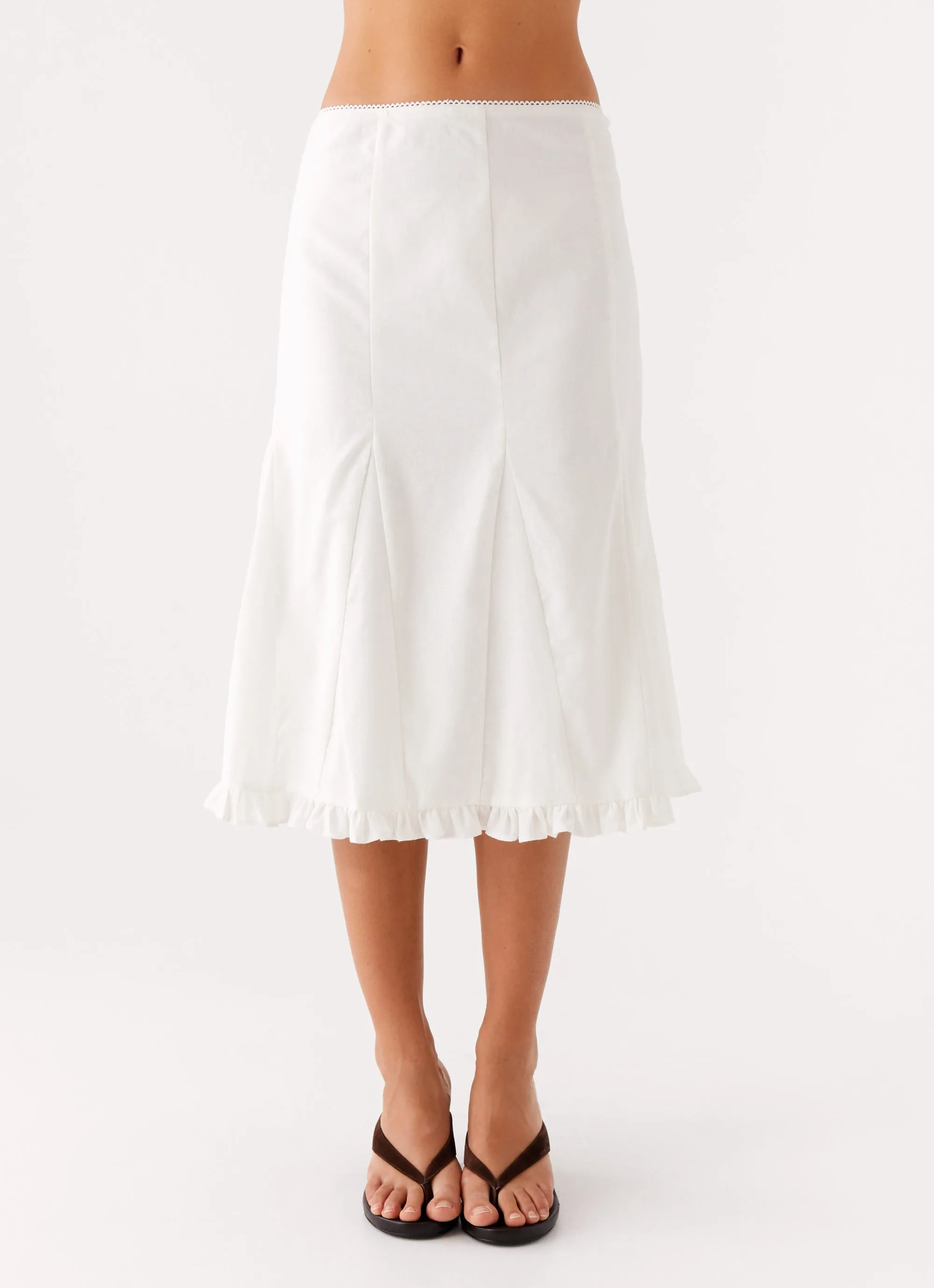Glamorous Appeal Contrast Stitching Alec Midi Skirt - White