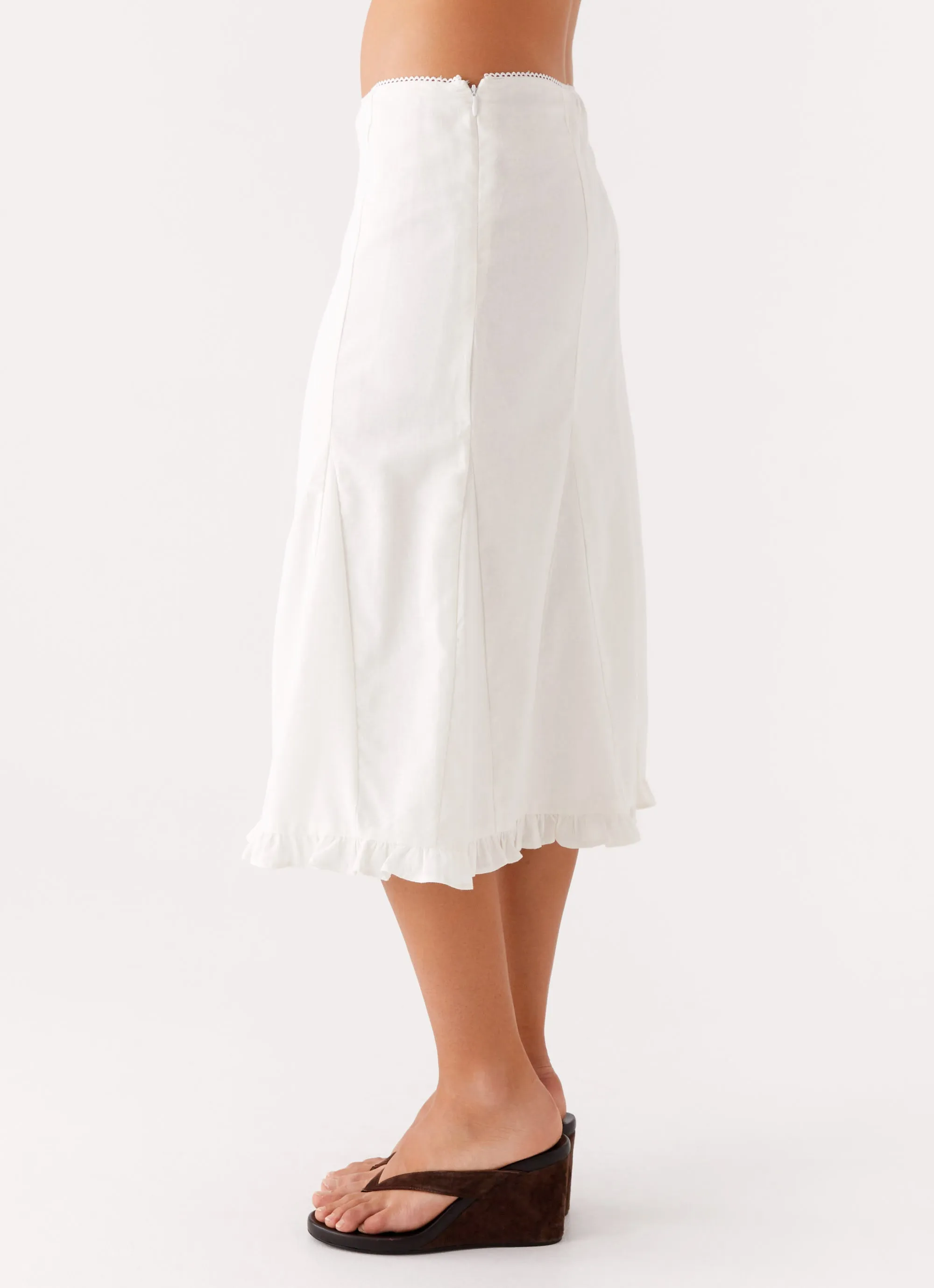 Crossback Strap Alec Midi Skirt - White