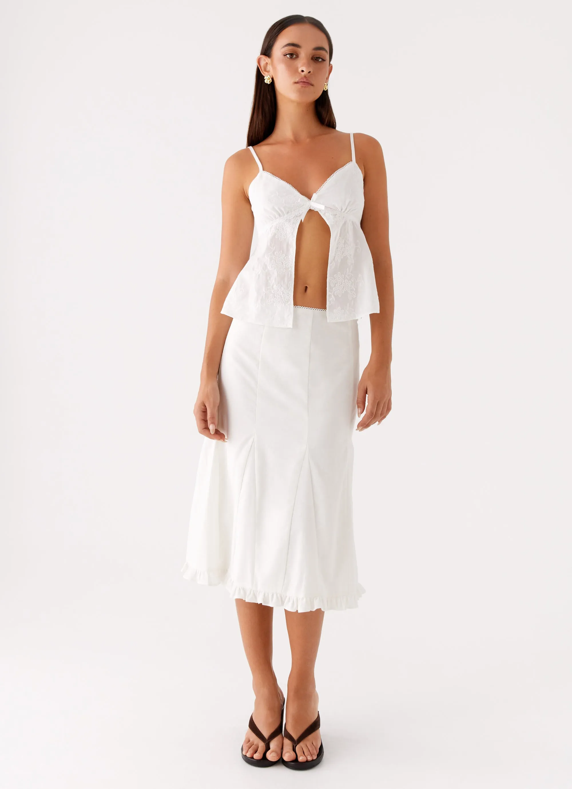 Gentle Flow Contemporary Mood Alec Midi Skirt - White