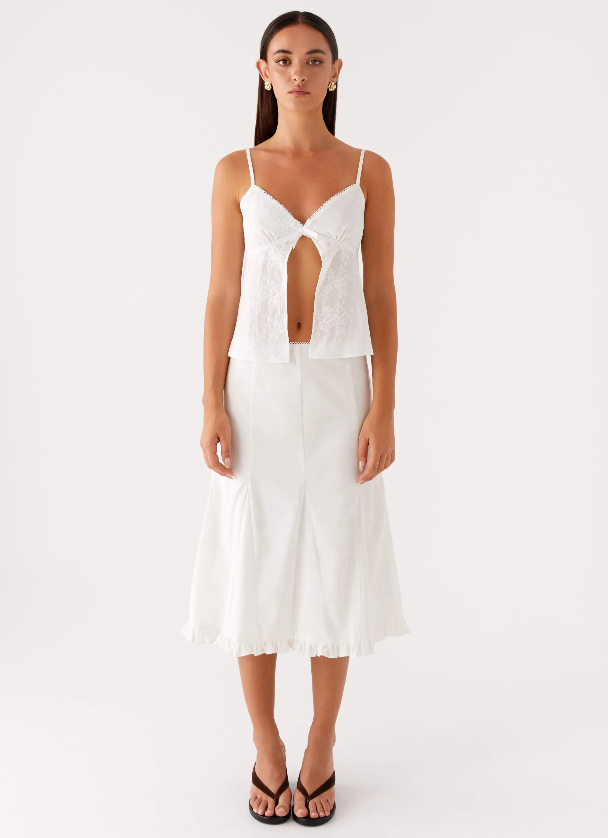 Alec Midi Skirt - White Texture Play