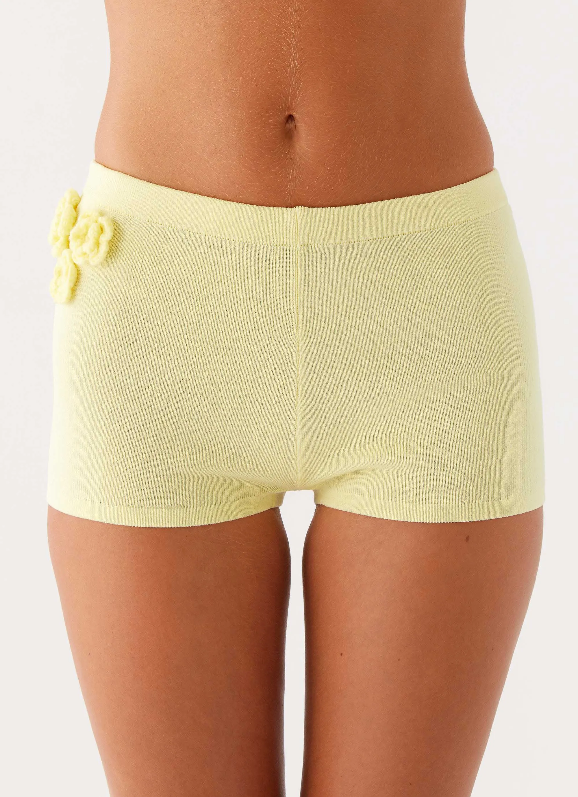 Comfort and style Lounge-friendly Aliah Knit Shorts - Yellow