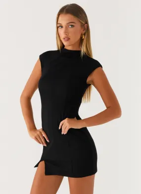 Alias Mini Dress - Black Push Button Closure All Day Comfort