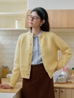 Alicia Round Neck Short 100%Wool Cardigan UV Protection Enhanced OdorResistant Treatment