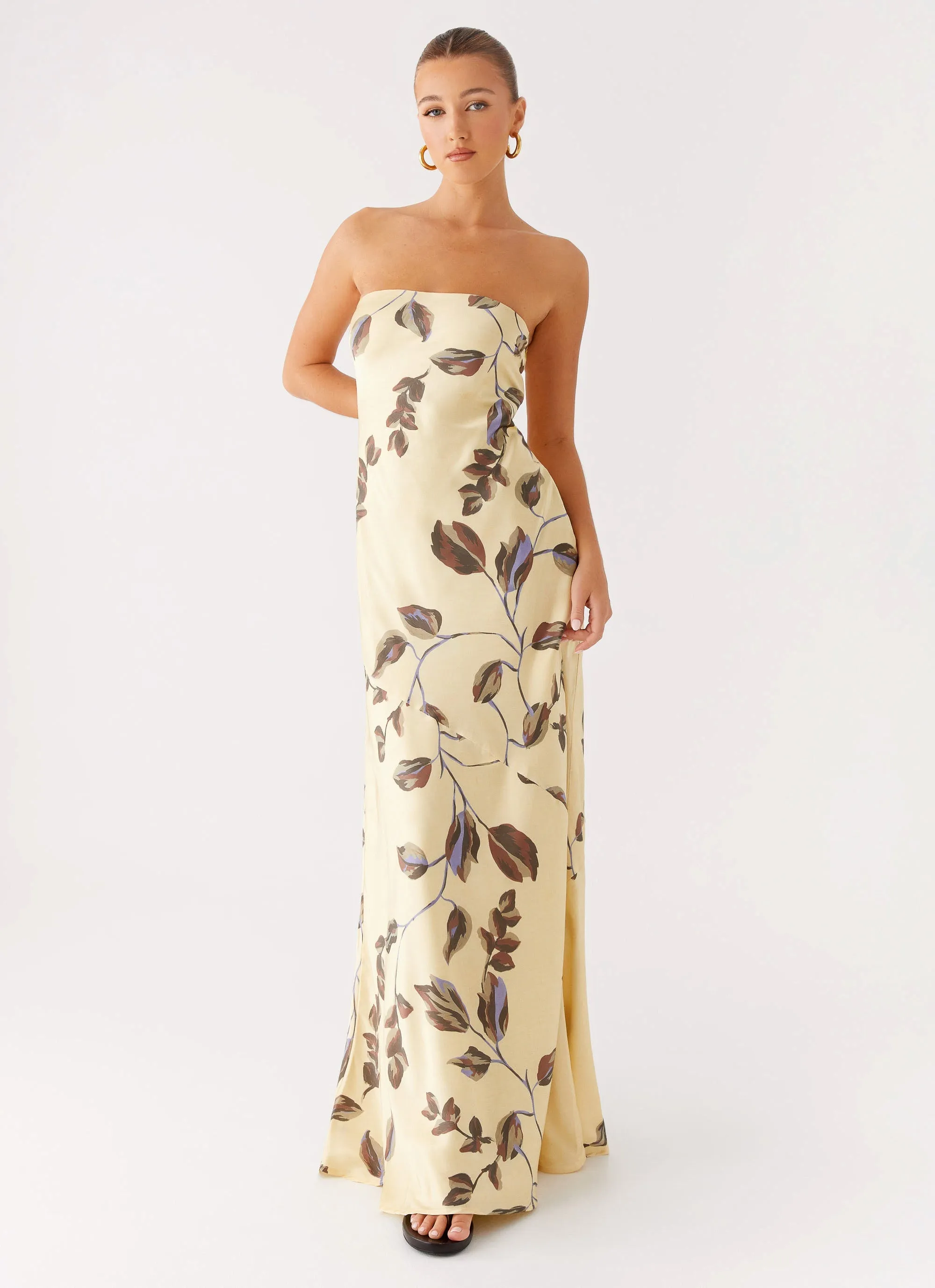 Relaxed day dress Comfortable Layer Alisa Strapless Maxi Dress - Buttercream Bliss